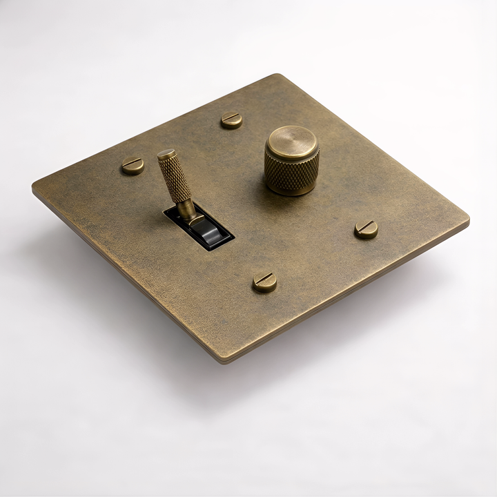 Aged Brass with Patina Toggle Switch + Dimmer - 2G