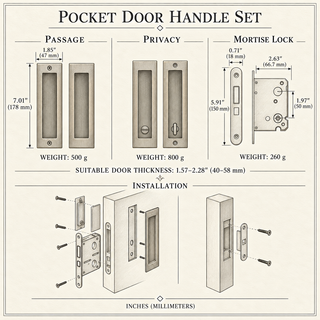 Brompton Recessed Pocket Door Pull Set