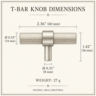 Hartwell Wood & Brass T-Bar Cabinet Knob