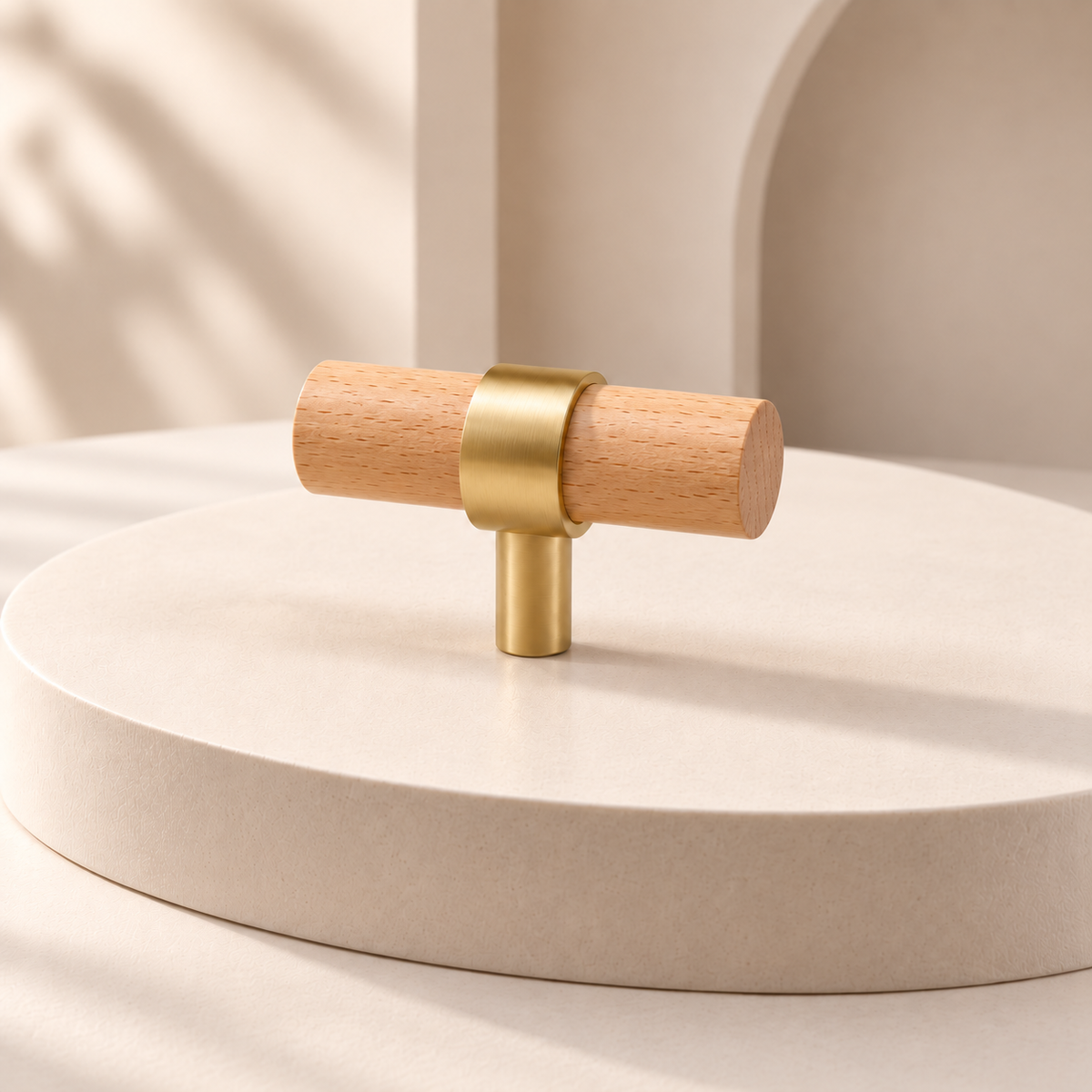 Hartwell Wood & Brass T-Bar Cabinet Knob