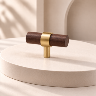 Hartwell Wood & Brass T-Bar Cabinet Knob