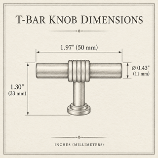 Clarendon Ribbed Collar T-Bar Cabinet Knob