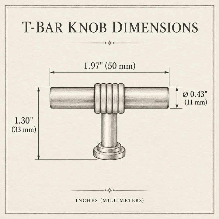 Clarendon Ribbed Collar T-Bar Cabinet Knob