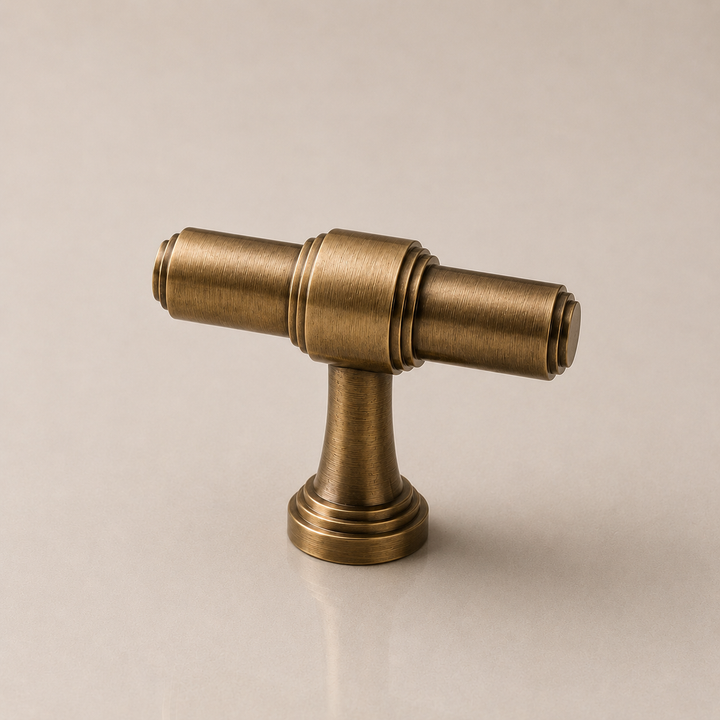 Aure Kensington T-Bar Knob – Aged Brass