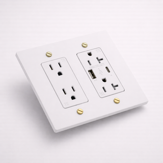 Ivory White & Brass Outlet + Outlet with USB-C & USB-A 2G