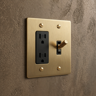 Satin Brass Toggle Switch + Outlet 2G