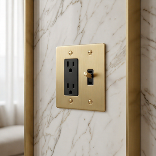 Satin Brass Toggle Switch + Outlet 2G