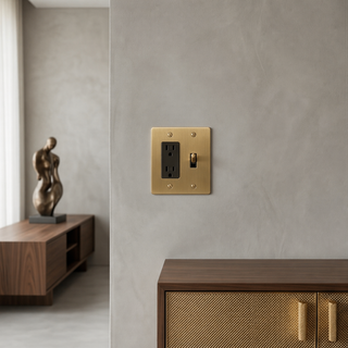 Satin Brass Toggle Switch + Outlet 2G