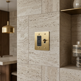 Satin Brass Toggle Switch + Outlet 2G