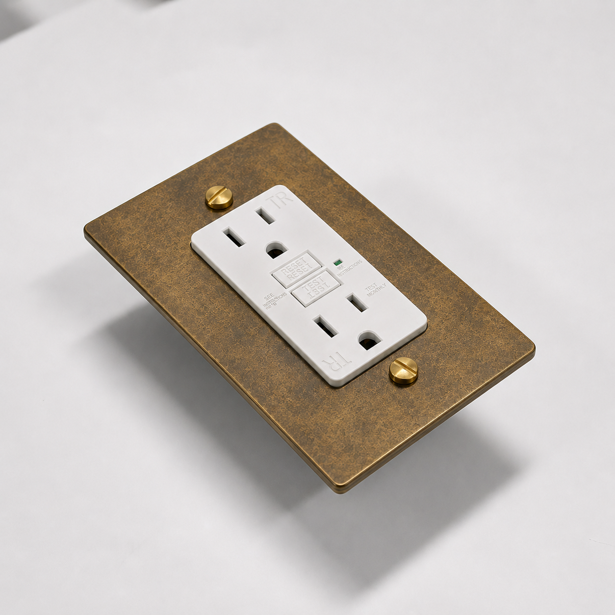 Aged Brass with Patina Duplex GFCI Outlet Outlet