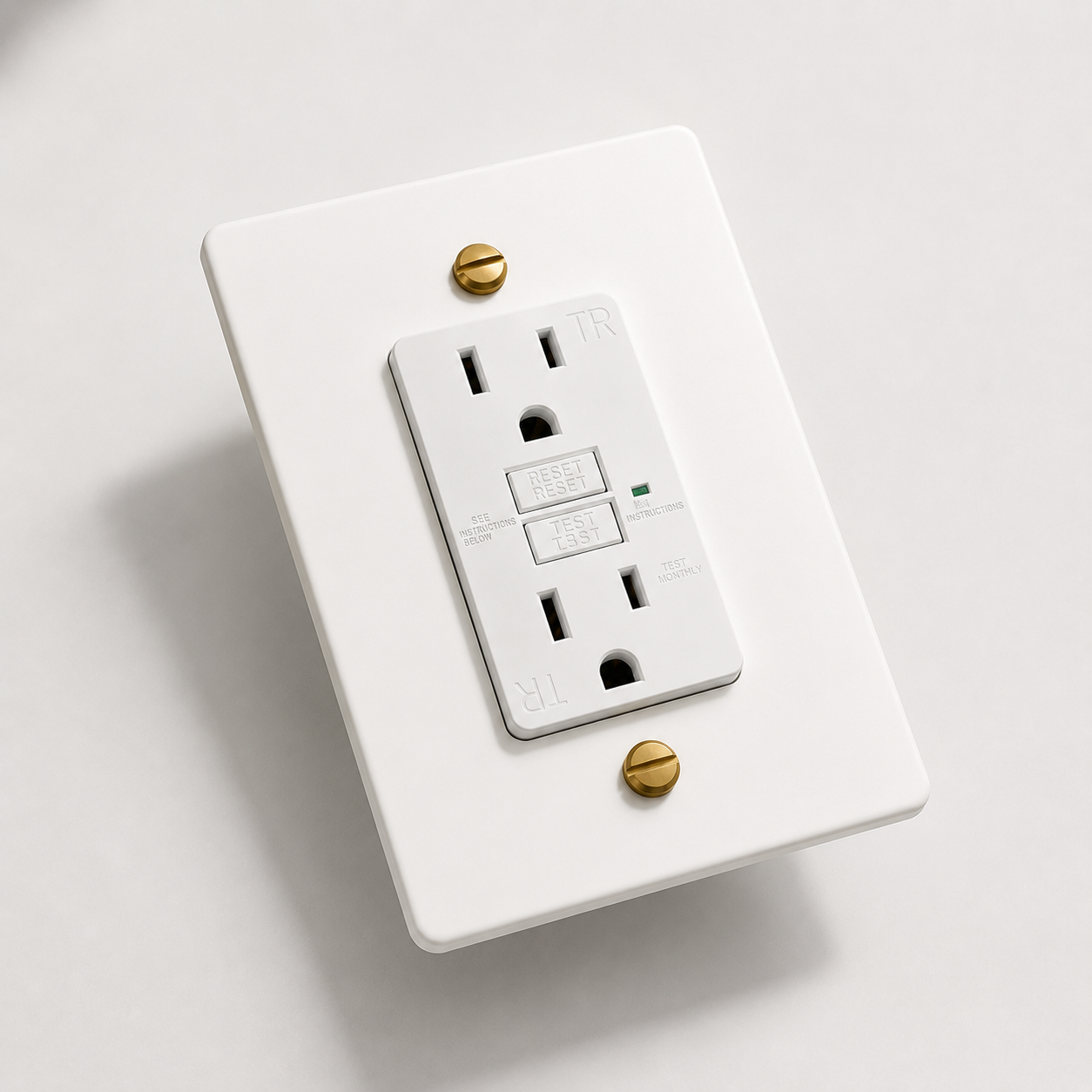 Ivory White & Brass Duplex GFCI Outlet Outlet