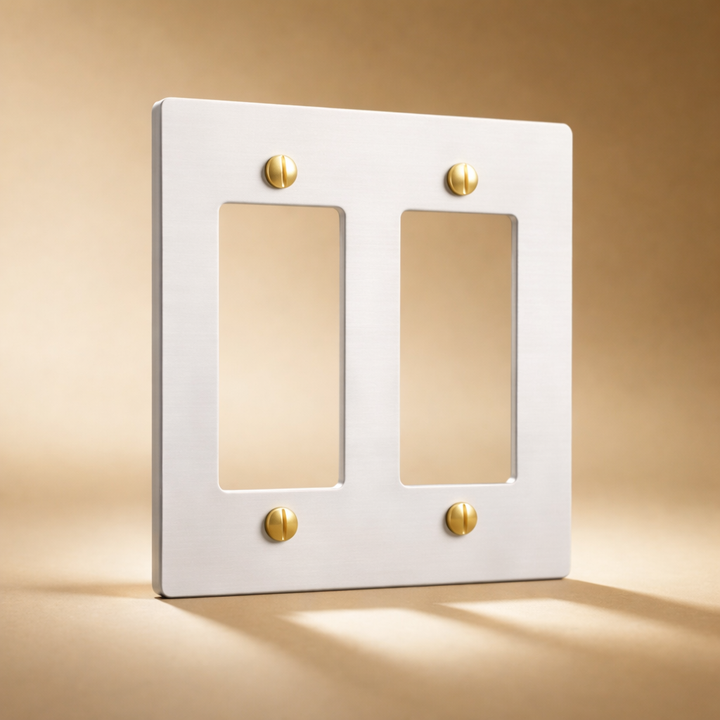 Ivory White & Brass Cover Plate - 2G