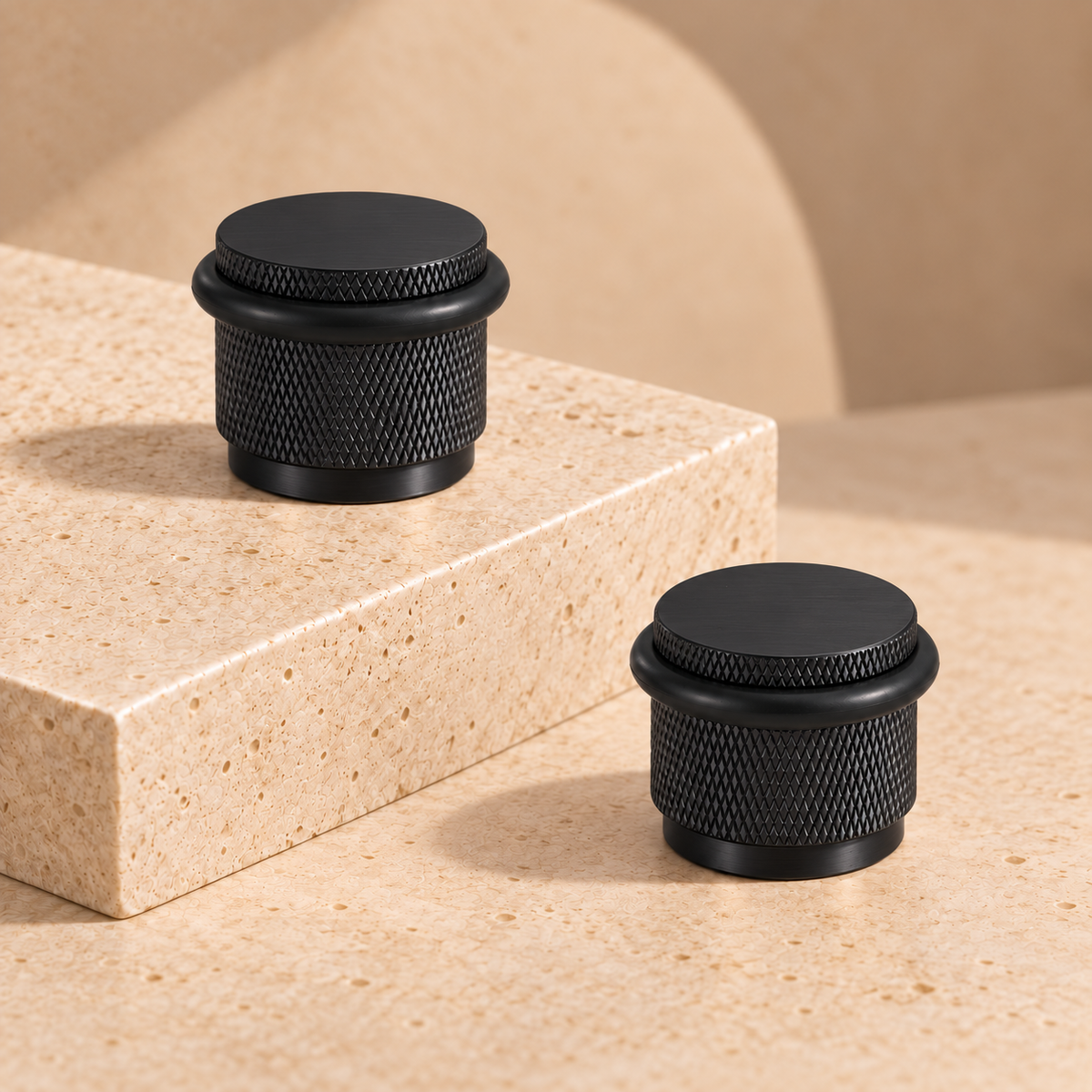 Knurled Adjustable Floor-Mounted Door Stoper