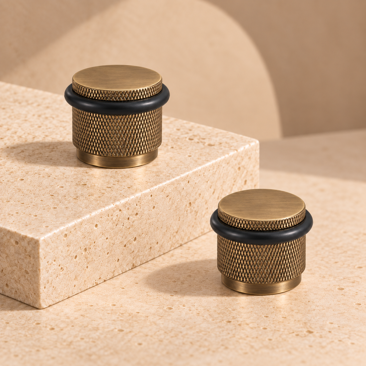 Knurled Adjustable Floor-Mounted Door Stoper