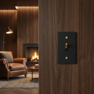 Matte Black & Brass Toggle Switch - 1G