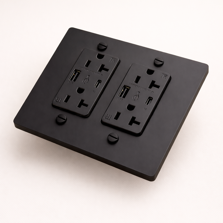 Matte Black Duplex Outlet with USB-C & USB-A - 2G