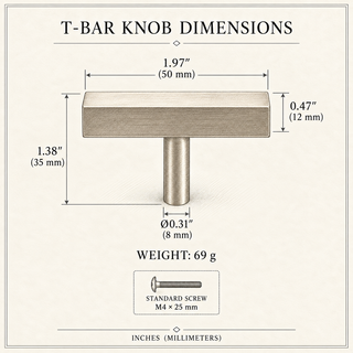 Mayfair Rectangular T-Bar Cabinet Knob