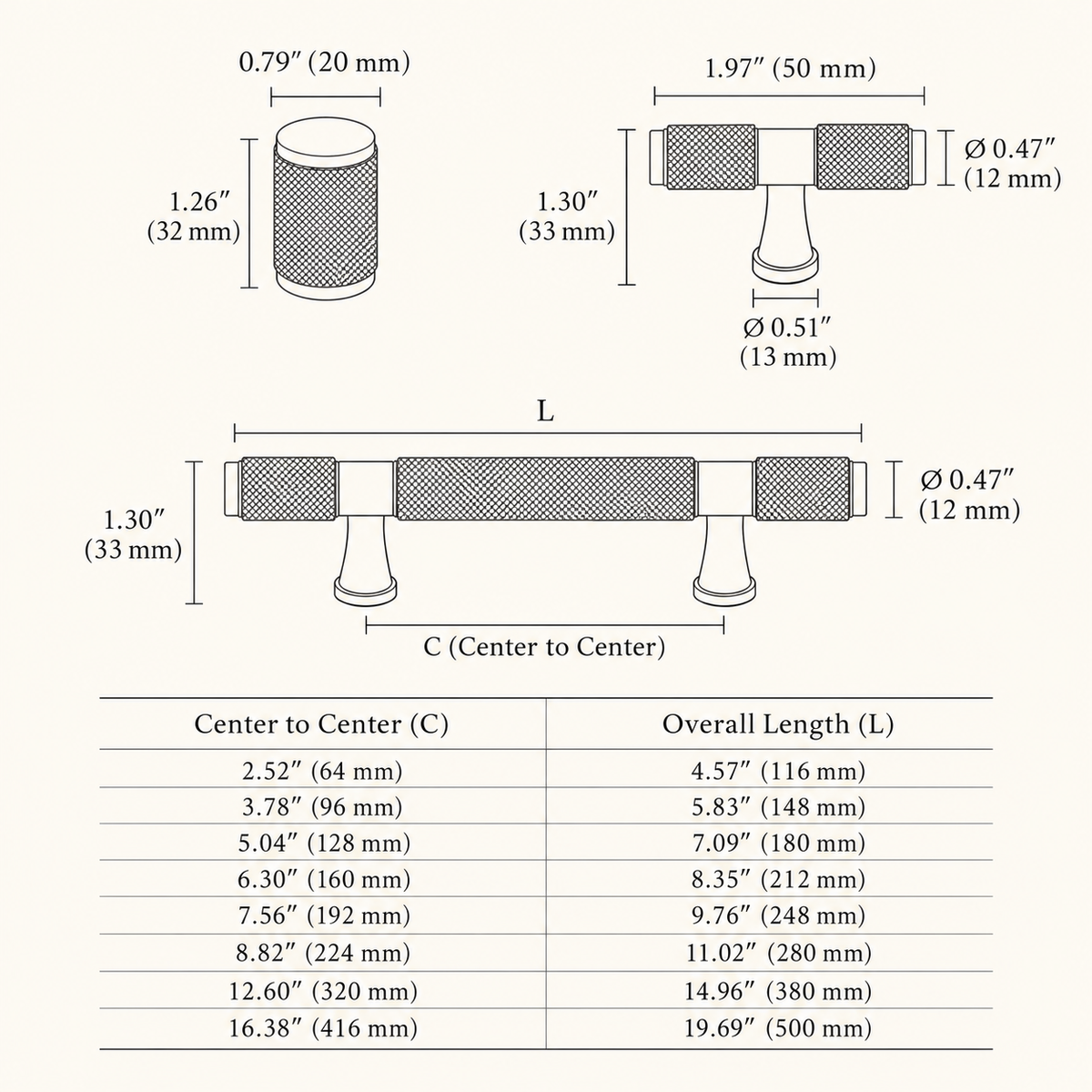 Radcliffe Knurled T-Bar Cabinet Knob