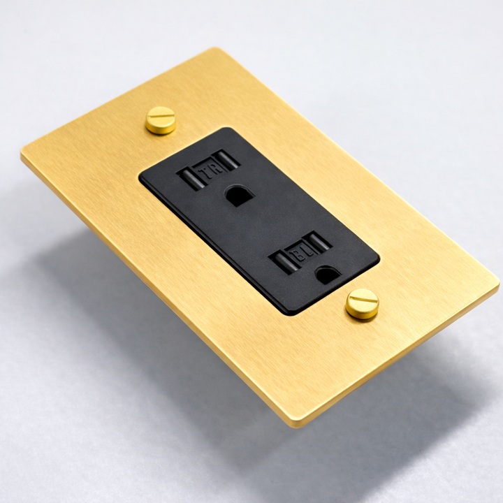 Satin Brass Duplex Outlet - 1G