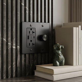 Matte Black Dimmer + Outlet with USB-C & USB-A 2G