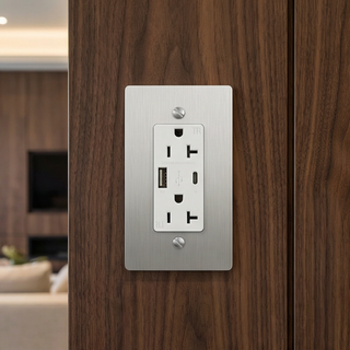Stainless Steel Duplex Outlet with USB-C & USB-A - 1G