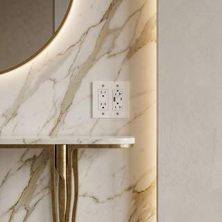 Ivory White & Brass Outlet + Outlet with USB-C & USB-A 2G