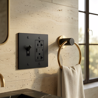 Matte Black Toggle Switch + Outlet with USB-C & USB-A 2G