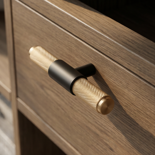 Aure Dalton T-Bar Knob – Matte Black / Brass