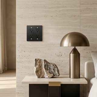 Matte Black & Brass Duplex Outlet - 2G