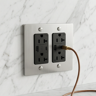 Stainless Steel Duplex Outlet with USB-C & USB-A - 2G