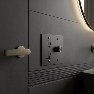 Matte Black Dimmer + Outlet 2G