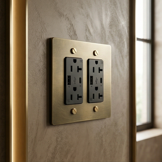 Aged Brass with Patina Duplex Outlet with USB-C & USB-A - 2G