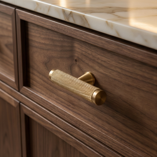 Aure Mercer T-Bar Knob - Knurled - Satin brass