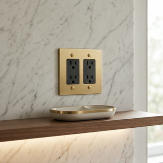 Satin Brass Duplex Outlet - 2G