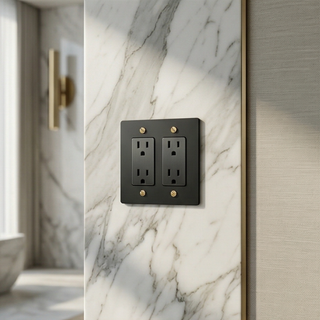 Matte Black & Brass Duplex Outlet - 2G