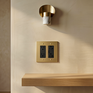 Satin Brass Outlet + Outlet with USB-C & USB-A 2G