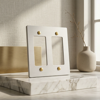 Ivory White & Brass Cover Plate - 2G