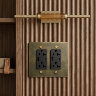 Aged Brass with Patina Duplex Outlet with USB-C & USB-A - 2G