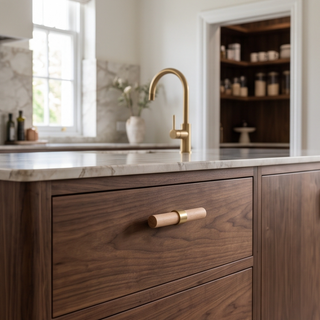 Hartwell Wood & Brass T-Bar Cabinet Knob