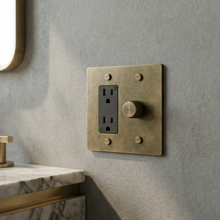 Aged Brass Dimmer + Outlet 2G