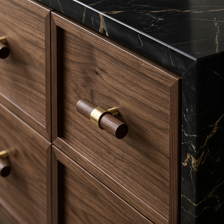 Hartwell Wood & Brass T-Bar Cabinet Knob
