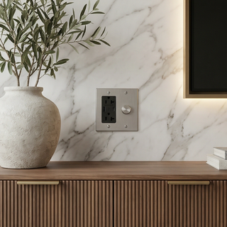Stainless Steel Dimmer + Outlet with USB-C & USB-A 2G