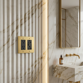 Satin Brass Outlet + Outlet with USB-C & USB-A 2G
