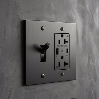 Matte Black Toggle Switch + Outlet with USB-C & USB-A 2G