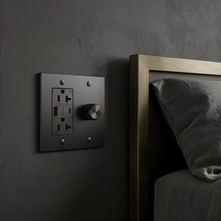 Matte Black Dimmer + Outlet with USB-C & USB-A 2G