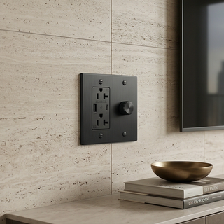Matte Black Dimmer + Outlet with USB-C & USB-A 2G