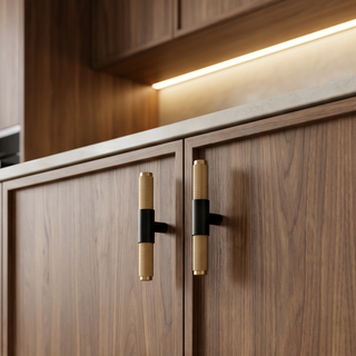 Aure Dalton T-Bar Knob – Matte Black / Brass