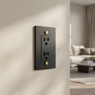 Matte Black & Brass Duplex Outlet - 1G