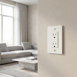 Ivory White & Brass Duplex Outlet - 1G