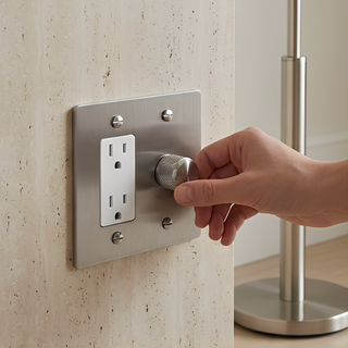 Stainless Steel Dimmer + Outlet 2G